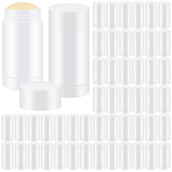 50 Pcs 30 ml Empty Deodorant Containers Twistup Filling Stick Plastic Deodorant Container Refillable Bottles Bottomfill Round Lip Balm Tubes Cylinder for DIY Lip Balm(White)