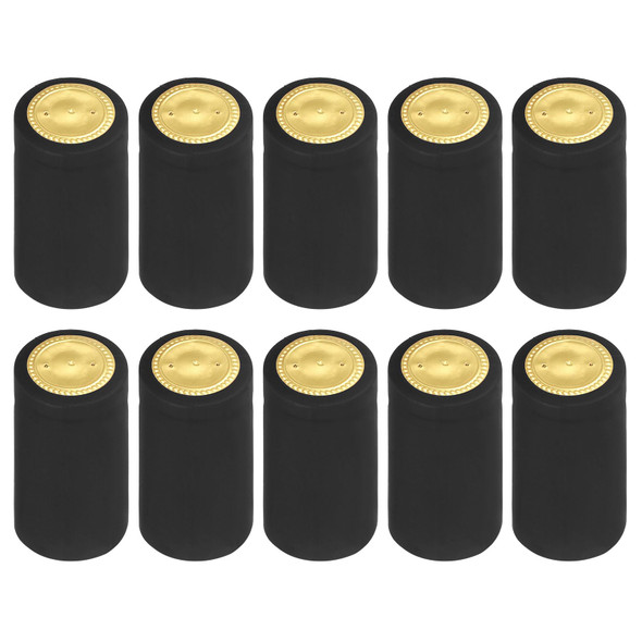 100Pcs PVC Black Heat Shrink Wine Bottle Caps, 32mm/1.26" Wine Shrink Wrap Sleeves, Easy to Use, Good Sealing, Wide Application