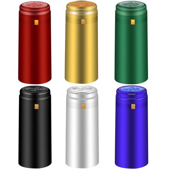 PVC Heat Shrink Capsules - 6 Colors 120 Count Wine Caps Shrink Wrap Sleeves Clear Bottle Capsules for Professional, Wine Making Cellars and Home Use