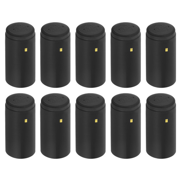 100Pcs PVC Heat Shrink Capsules Wine Bottle Capsules Shrink Cap Wrap with Tear Tab Shrink Top Cover Grape Shape for Wine Cellars and Home Kitchen, Black 30x60mm