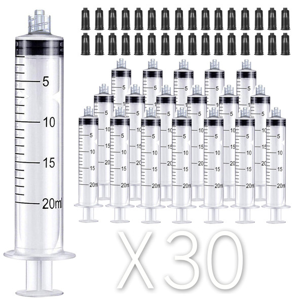 30 Pack 20ml Luer Lock Syringe Without Needle Plastic - Syringes for Glue Syringe and Liquid (20ML)