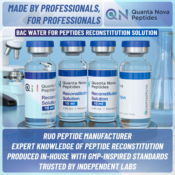 Reconstitution Solution | 4 Pack (10 mL Each) | 0.9% BA | Sterile Glass Vials | PES 0.22µm Micron Filtered | Produced by USA-Based Manufacturer