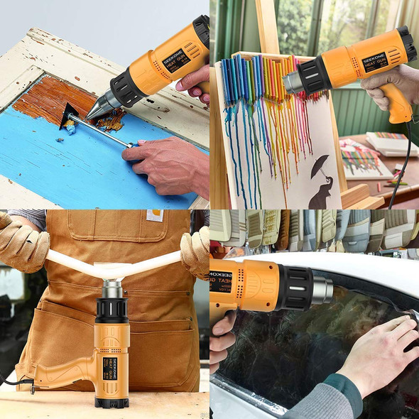SEEKONE Heat Gun 1800W Heavy Duty Hot Air Gun Kit With Carry Case Variable Temperature Control 122℉-1112℉（50℃- 600℃） Overload Protection with 4 Nozzles for Crafts, Shrinking PVC, Stripping Paint