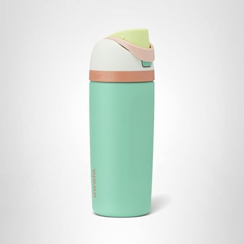 Owala Kids FreeSip Insulated Stainless Steel Water Bottle with Straw for Sports, Travel, and School, BPA-Free Sports Water Bottle, 16 oz, Mint Green Crazy Chameleon