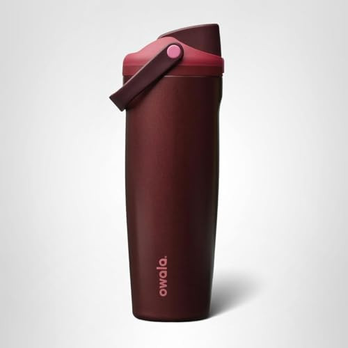 Owala FreeSip Sway Insulated Stainless Steel Water Bottle with Two-Way Spout, Built-In Straw and Bucket Handle, Made for Travel, School, and Sports, 40oz, BPA Free, Leak Proof, Black Cherry