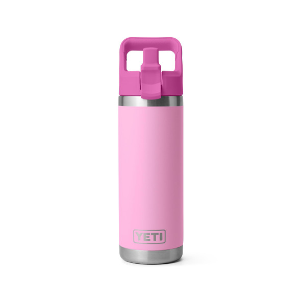 YETI Rambler 18 oz Bottle, Vacuum Insulated, Stainless Steel with Color Matching Straw Cap, Power Pink/Wildflower