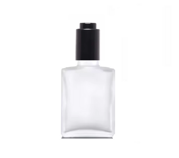 50ml Frosted Square Glass Bottle w/ Black Push Down Dropper