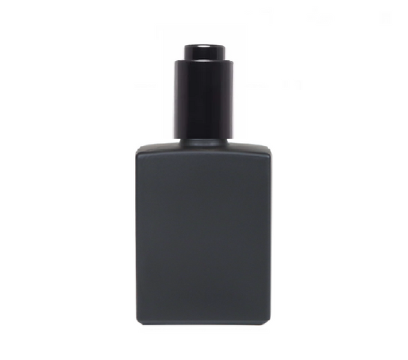 50ml Matte Black Square Glass Bottle w/ Black Push Down Dropper