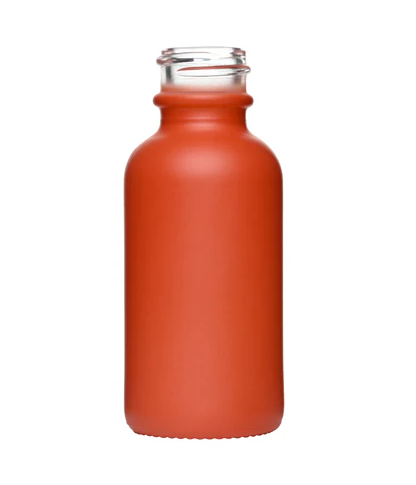 1 oz (30ml)  Red Orange Glass Boston Round Bottle 20-400 neck finish