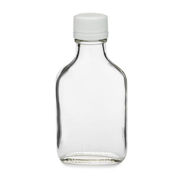 3.4 oz 100ml Clear Glass Flask Bottles with Tamper-Evident Cap (Case Qty: 12)