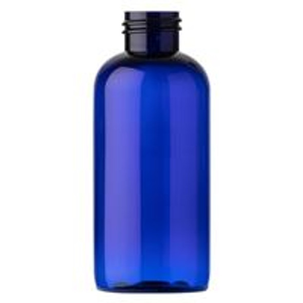 4 oz Blue PET boston round bottle with 24-410 neck finish- Case of 690