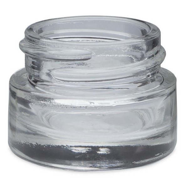 1/4 oz clear glass thick wall jar with 33-400 neck finish with Black Phenolic Cap