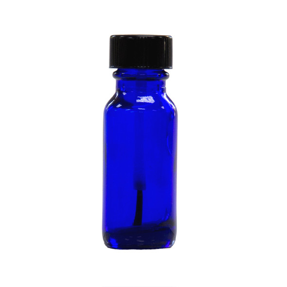1/2 oz (15ml) Cobalt Blue Glass Bottle - w/ Black Brush Cap