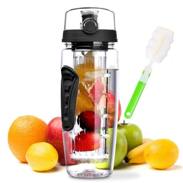 Fruit Infuser Water Bottle 32 oz: Flavored Water & Tea Infusion for Hydration -Black