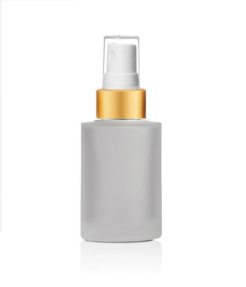 1 Oz Frosted Cylinder Glass Bottle with Matt Gold White Fine Mist Sprayer