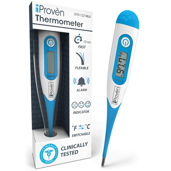 Baby Rectal Thermometer - Rectal Digital Thermometer Approved for Babies - Fast Readings in 10 Seconds - with Fever Detection and Fever Indication - DTR-1221BLU by iProven