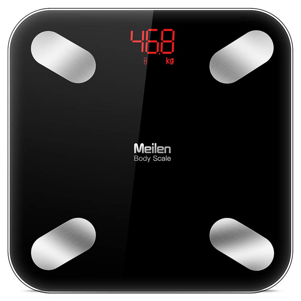 Bluetooth Body Fat Scale with Free iOS and Android App,Wireless Digital Body Fat Weight Scale for Body Weight, Water,Muscle Mass, BMI, BMR, Bone Mass and Visceral Fat,Black