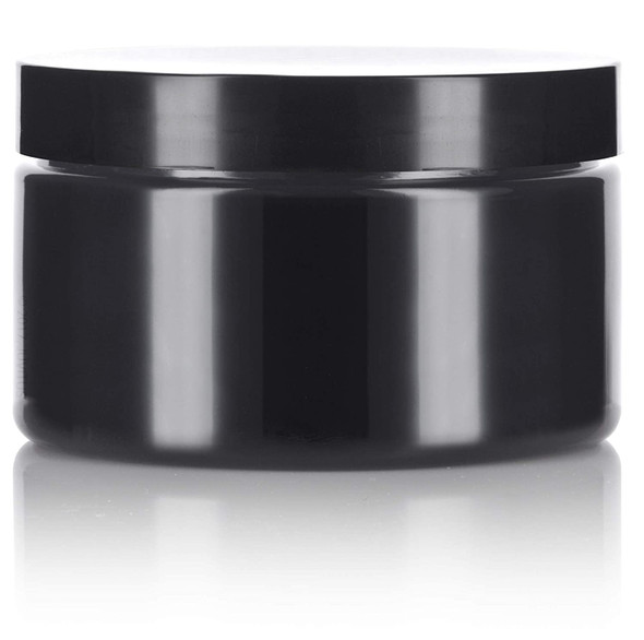 4 oz black PET single wall jar with 70-400 neck finish w/ Black Foam Lined Caps- Case of 280