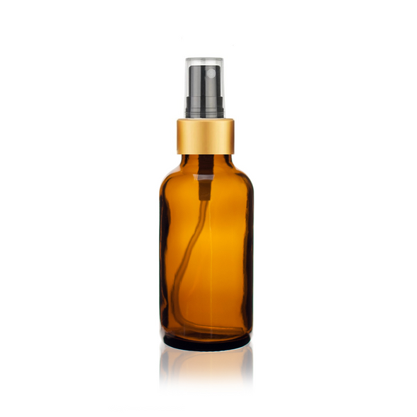 1 oz Amber Bottle w/ Black-Gold Fine Mist Sprayer
