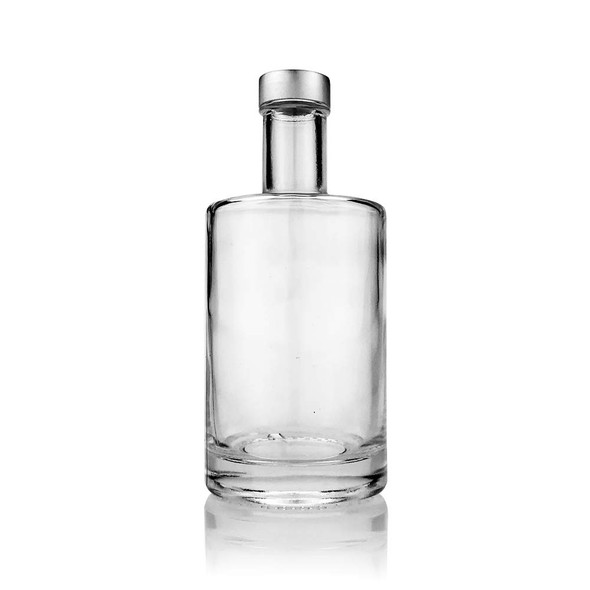 Nordic Glass Bottle- Set of 3-375 ml (12.75 oz) Decanter with Silver Screw Caps for Whiskey, Liquor, Syrup