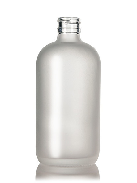 8 Oz Frosted Glass Bottle 24-400 w/ Ribbed 24-410 White Fine Mist Sprayer - Case of 96