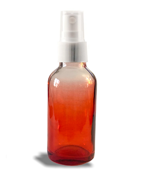 1 oz Red-shaded clear glass bottle w/ White-Fine Mist Sprayer