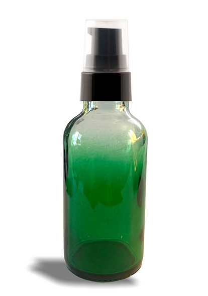 1 oz Green-shaded clear glass bottle w/ Black Treatment Pump