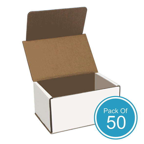 White Cardboard Shipping Box - Pack of 50, 6 x 4 x 3 Inches, White, Corrugated Box