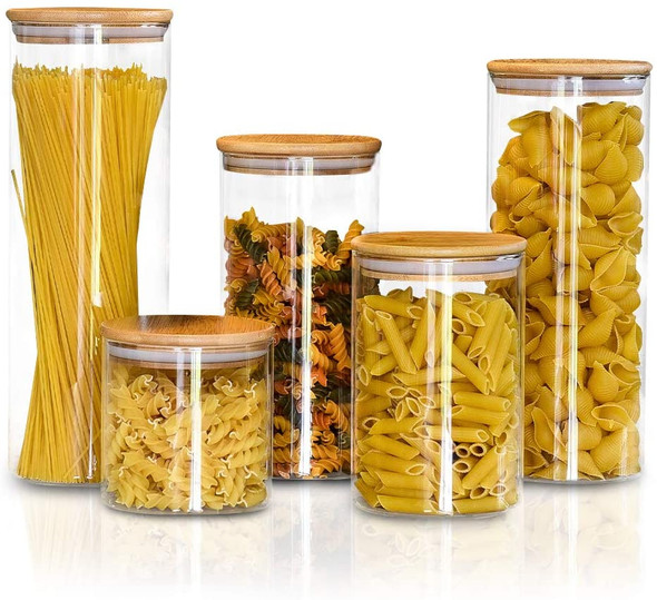 OMADA Acrylic Storage Container Set: 3 Piece Sugar Flour Container and  Pasta Container Set - Storage Jars for Food Toiletries Office Supplies - 3