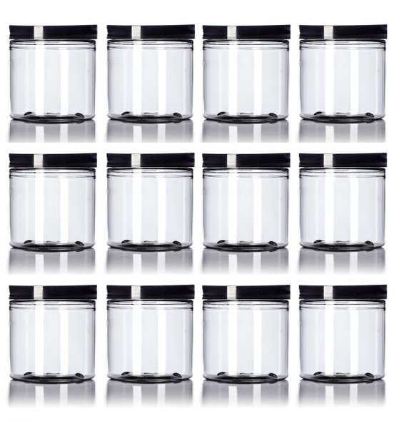 8 oz clear PET single wall jar with 70-400 neck finish w/ Plastic Lined Caps-Pack of 6