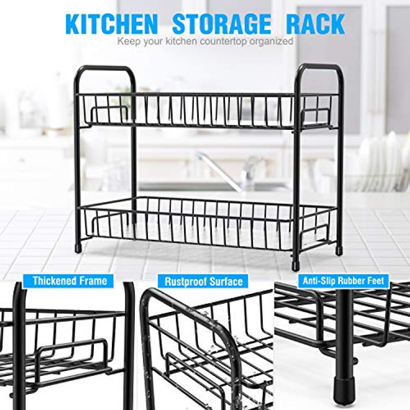 Spice Rack Organizer for Countertop, 2-Tier Metal Spice Organizer Standing Rack Shelf Storage Holder