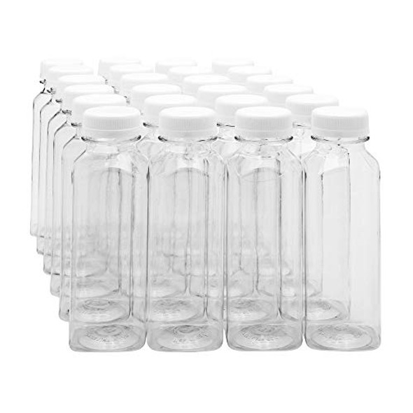 12-OZ Square Plastic Juice Bottles with lids  - 100-CT