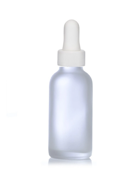 4 Oz Frosted Glass Bottle w/ White Regular Glass Dropper