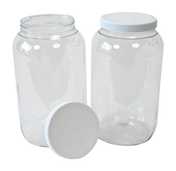 1 Gallon Plastic Grip Jar with Cap, PET, Clear, 4 Pack