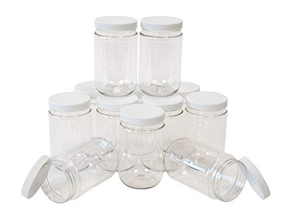 1 Gallon Plastic Grip Jar with Cap, PET, Clear, 4 Pack