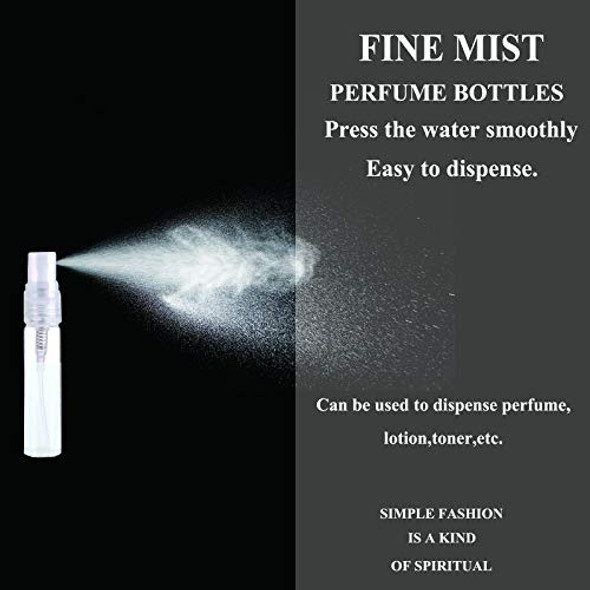 Mini Spray Bottle 2ml, Refillable Glass Spray Bottle, Glass Bottle Atomizer, Perfume Mouthwash Atomizer for Cleaning 2ml Refillable Container for Cleaning, Travel, Essential Oils, Perfume 60 Pcs, 2ml