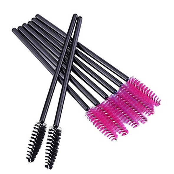 GoWorth 200 PCS Disposable Eyelash Mascara Brushes Makeup Brush Wands Applicator Makeup Kits(Rose Red & Black)…