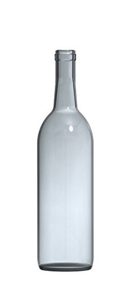 NMS W5 Flint 750ml Glass Bordeaux Wine Bottle Flat-Bottomed Cork Finish - Case of 12 - Clear/Flint