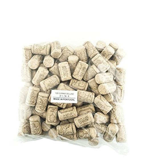 100 Corks in a Bag- Made in Portugal (38 x 22 #8 Short, Agglomerated Deluxe)