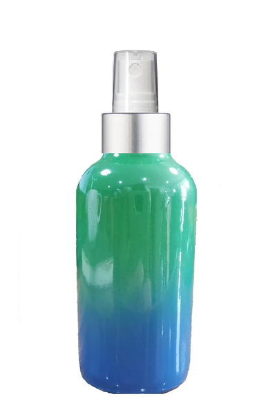 1 Oz Sage Green and Blue Multi-fade Bottle w/ White - Silver Fine Mist Sprayer