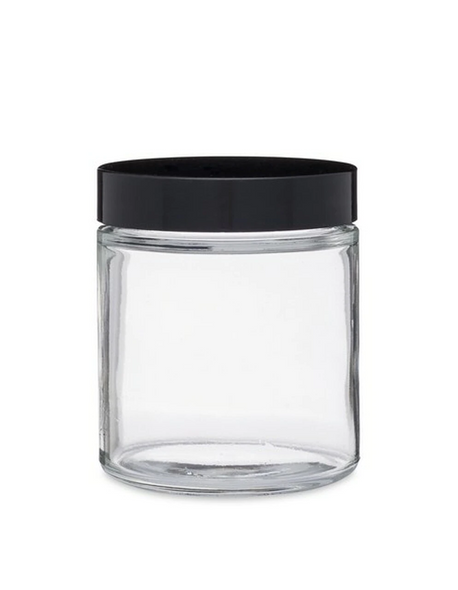 2 oz Clear GLASS Jar Straight Sided w/ Plastic Lined Cap - Pack of 24