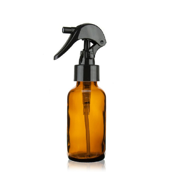 1 oz AMBER Glass Bottle - w/ Black Mini Trigger Spray