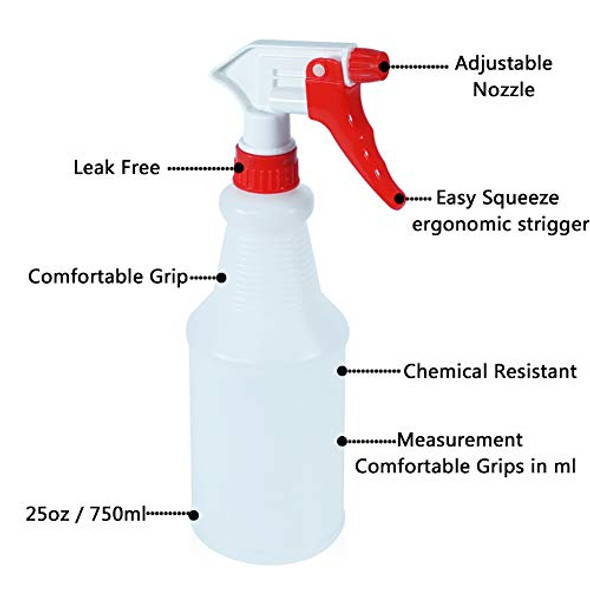 HARRIS Professional Spray Bottle 32oz, All-Purpose for Cleaning and Plants  with Clear Finish, Pressurized Sprayer, Adjustable Nozzle and Measurements