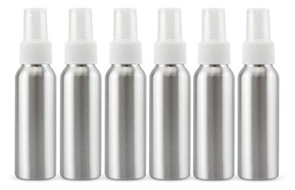 2-Ounce Aluminum Fine Mist Spray Bottles (6-Pack); Mini Metal Atomizer  Bottles, 2.75oz