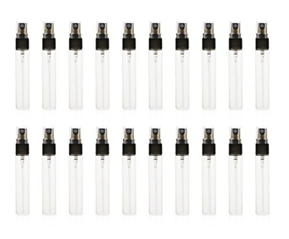 20 Pack Set 10ML Protable Refill Bulk Atomizer Spray Travel Perfume Bottle Hydrating Empty Bottle (Clear-Black)