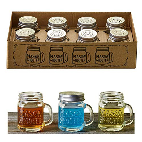 Glass Favor Jars with Lids and Handles 3.4oz - Mini Mason Jar Favors  Bottles with Chalkboard