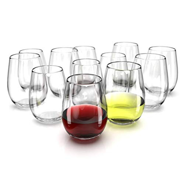 Stemless Wine Glasses Set of 6-17 0z. and Set of 6-21 0z. Oversized Wine Glass - Made from BPA-Free, Sturdy Glass - Dishwasher Safe - Perfect to Use As Red or White Wine Glasses