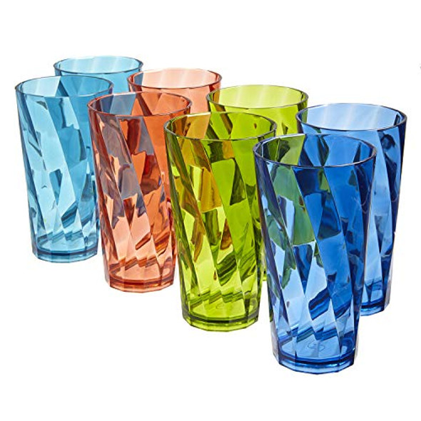 Caf 32-Ounce Plastic Restaurant Style Tumblers | Set of 12 in 4 Assorted Colors