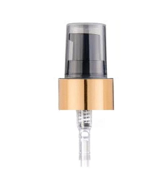 20-400 Matte Gold and Black Plastic treatment pump with 2.85 inch dip tube (0.13 cc output)