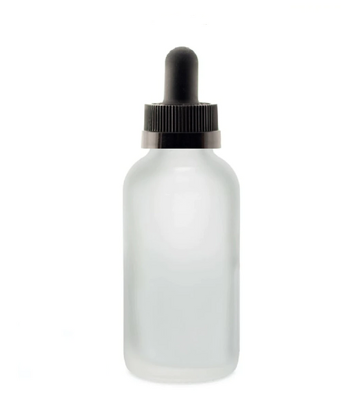 1 oz FROSTED Glass Bottle w/ Black Child Resistant Dropper
